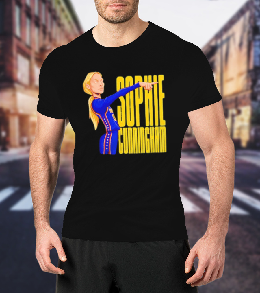 Sophie Cunningham Cartoon Indiana Fever Pointing T-Shirt