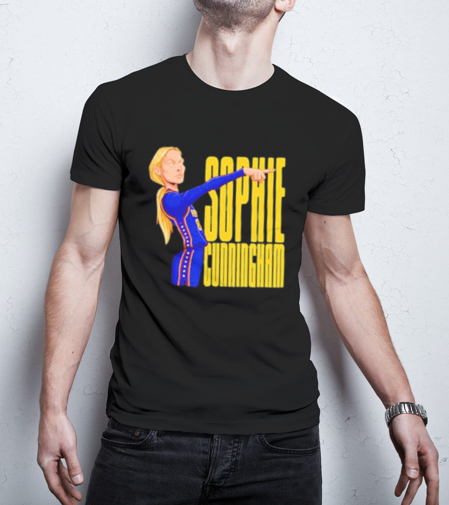 Sophie Cunningham Cartoon Indiana Fever Pointing T-Shirt