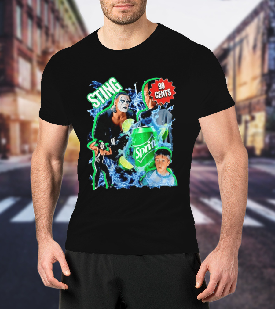 Sting WCW Sprite 99 Cents Lime Water Splash Wrestling T-Shirt