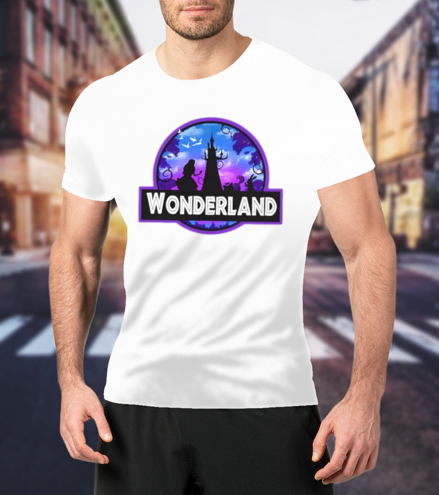 Alice Cheshire Cat White Rabbit Wonderland Disney Fantasy Adventure Movie T-Shirt
