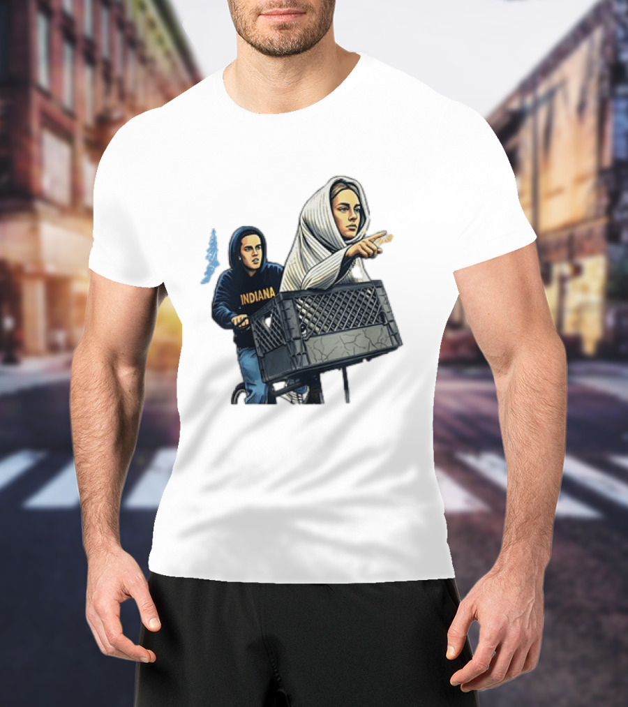Caitlin Clark Sophie Cunningham E.T. Indiana Bike Basket T-Shirt