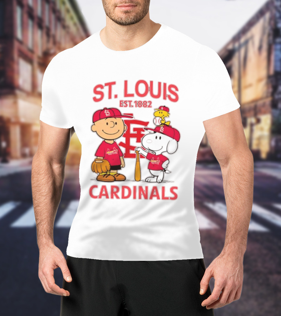 St. Louis Cardinals Est 1882 Charlie Brown Snoopy Woodstock MLB T-Shirt