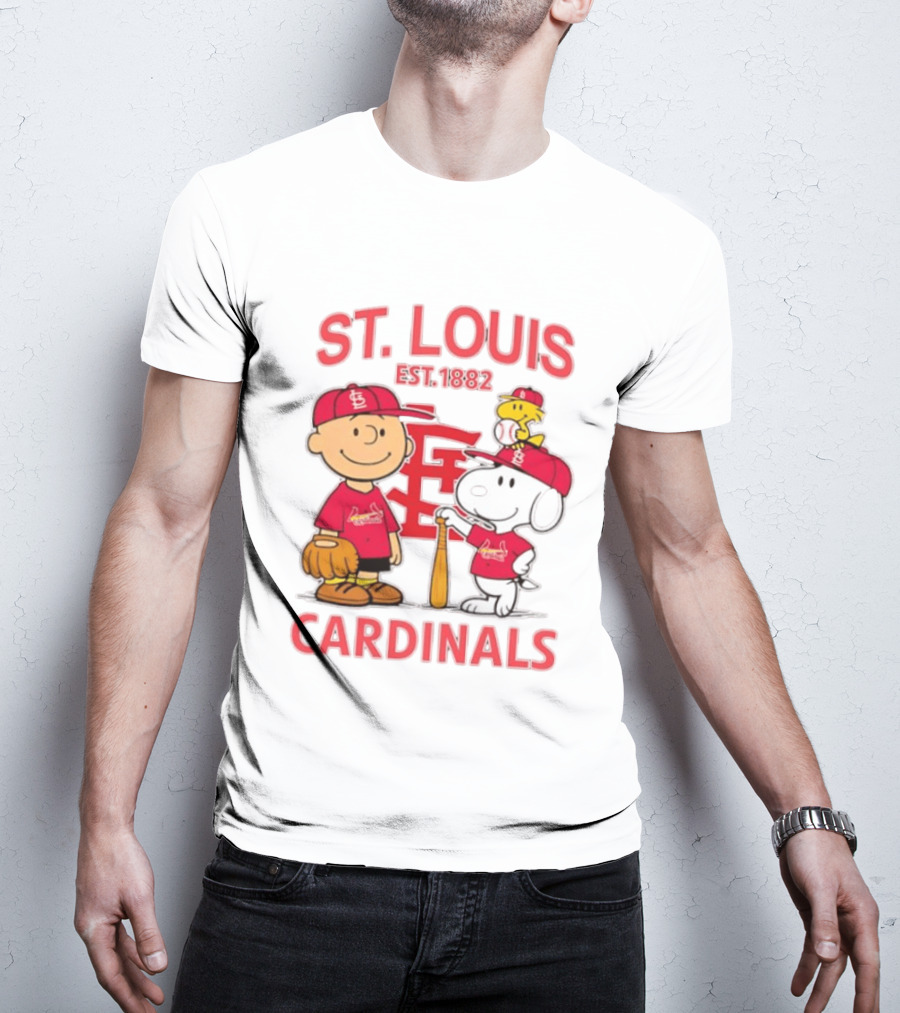 St. Louis Cardinals Est 1882 Charlie Brown Snoopy Woodstock MLB T-Shirt