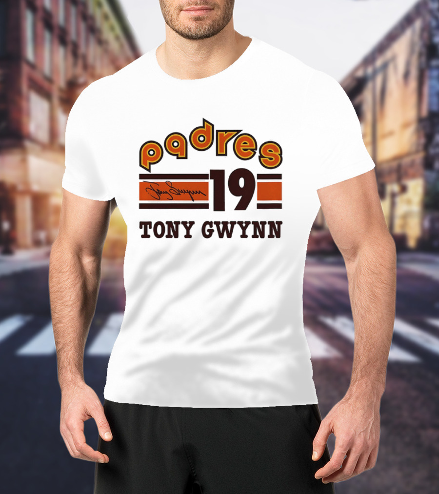 Padres 19 Tony Gwynn Signature T-Shirt