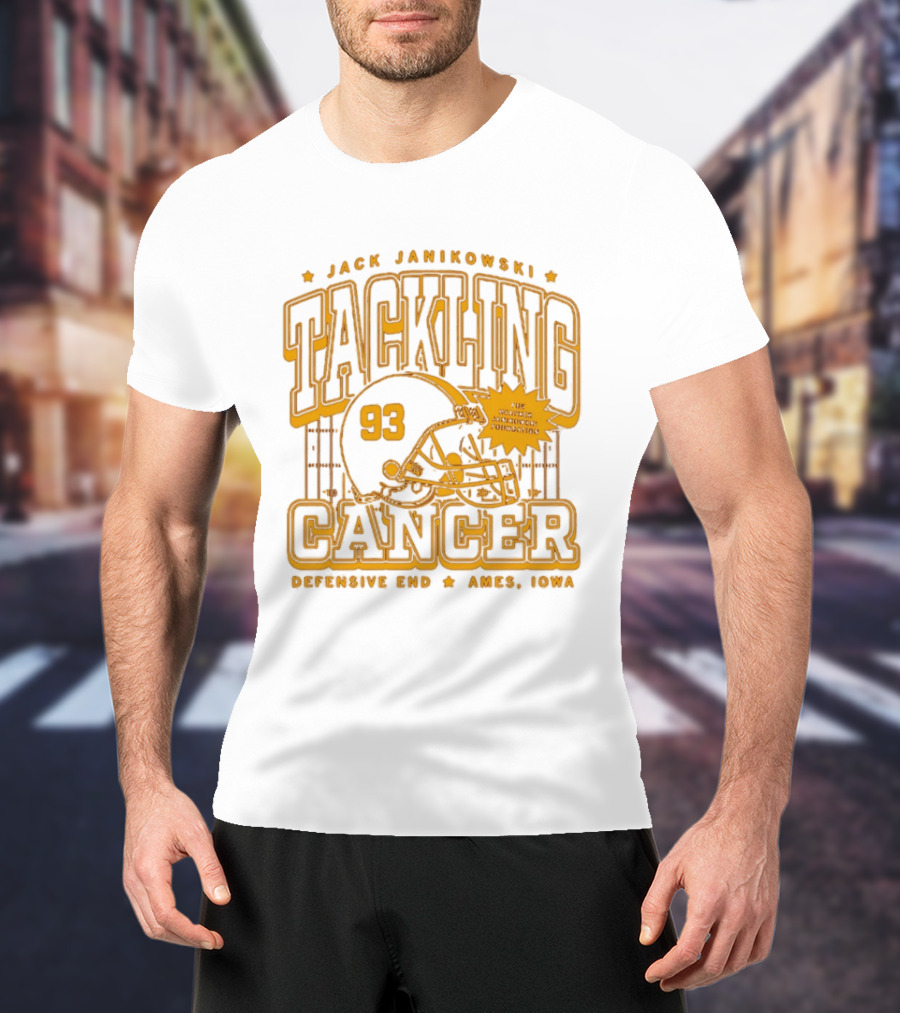 Jack Janikowski Tackling Cancer Defensive End 93 Ames Iowa Schmidt Foundation T-Shirt