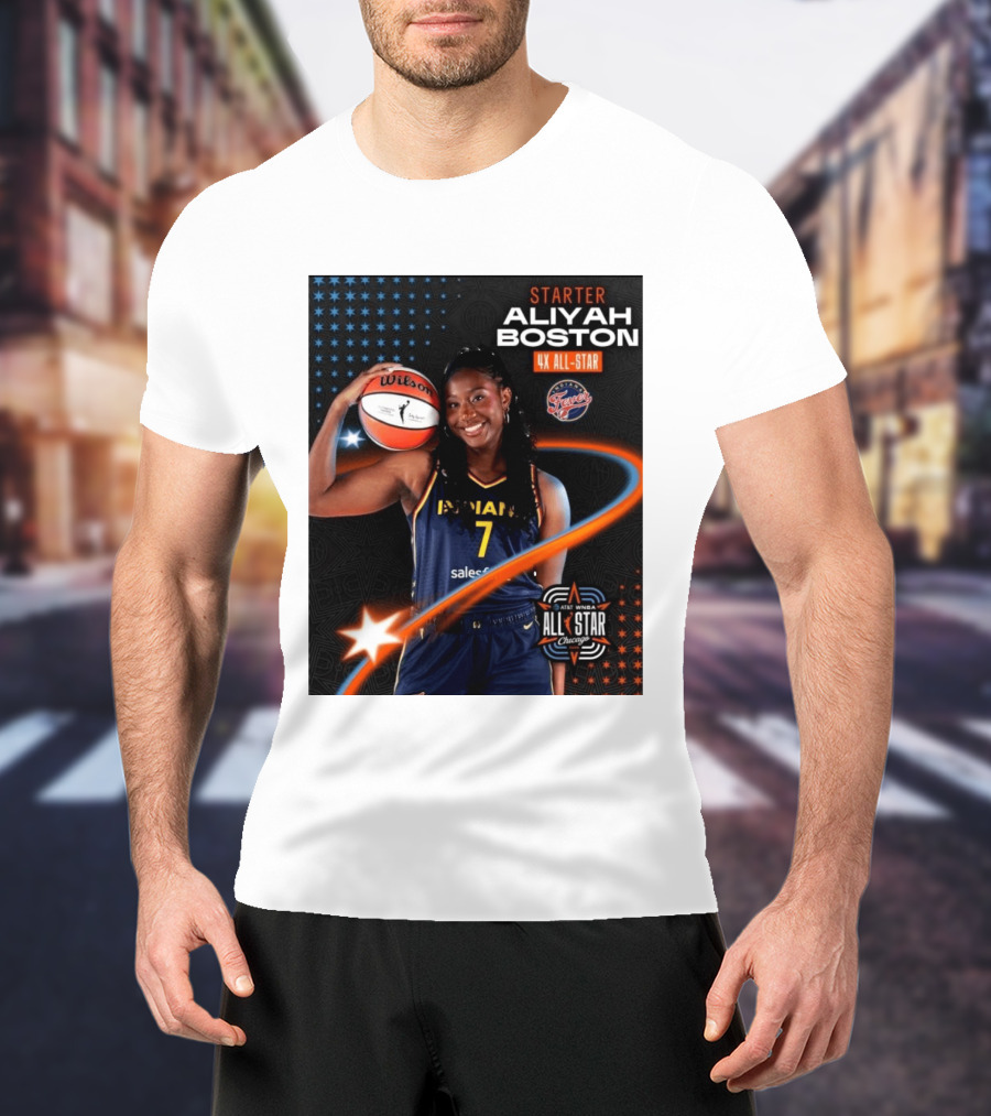 Starter Aliyah Boston 4x All Star Ind State Fever AT&T WNBA All Star 2026 Chicago T-Shirt