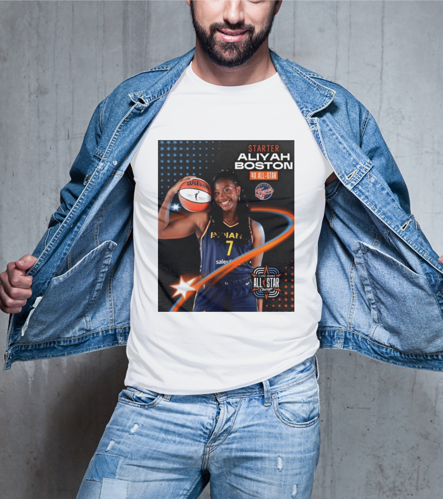 Starter Aliyah Boston 4x All Star Ind State Fever AT&T WNBA All Star 2026 Chicago T-Shirt