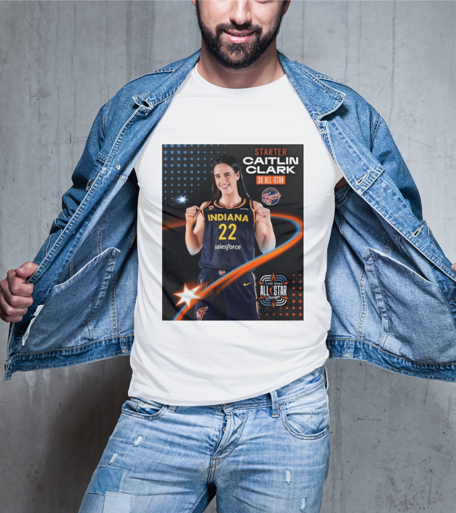 Starter Caitlin Clark Indiana 3X All Star Fever AT&T WNBA All Star Chicago T-Shirt