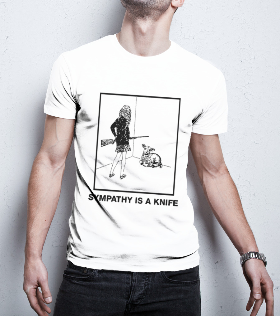 Sympathy Is A Knife Dark Silhouette Holding Object Next To Seated Figure T-Shirt