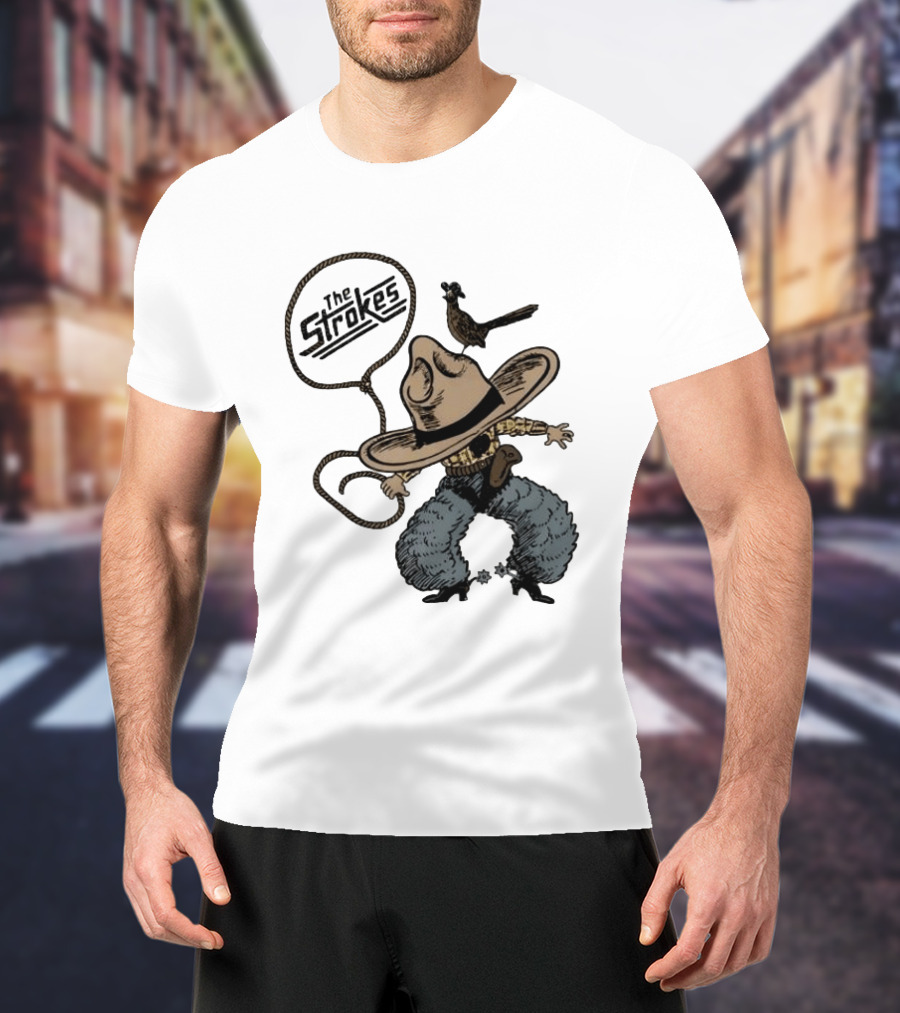 The Strokes Cowboy Roadrunner Western Lasso Band Music T-Shirt