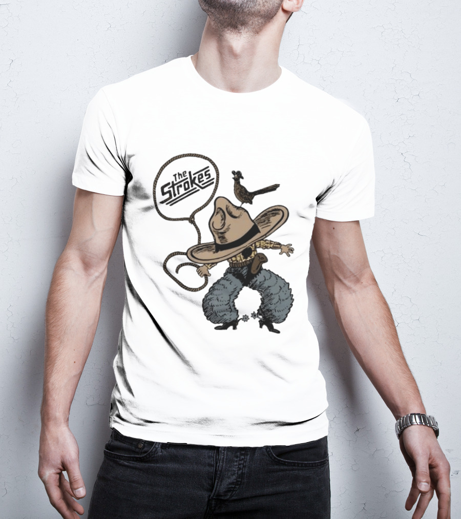 The Strokes Cowboy Roadrunner Western Lasso Band Music T-Shirt