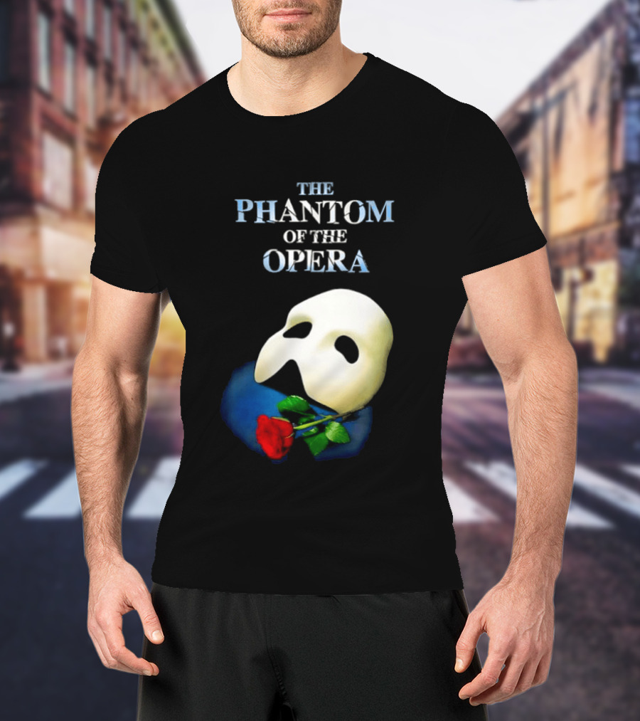 The Phantom Of The Opera Mask With Red Rose T-Shirt