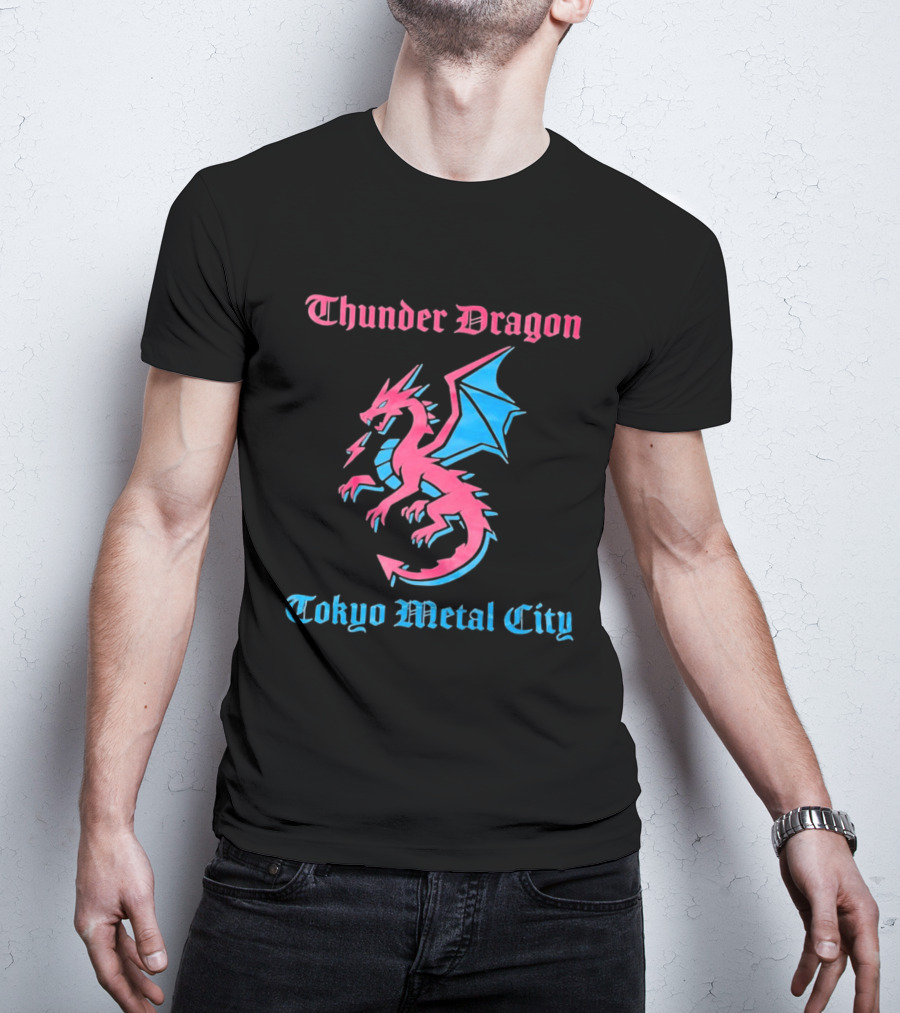 Thunder Dragon Tokyo Metal City Fantasy Dragon Winged Creature T-Shirt