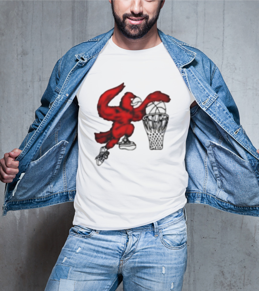 Red Cardinal Bird Dunking Basketball T-Shirt
