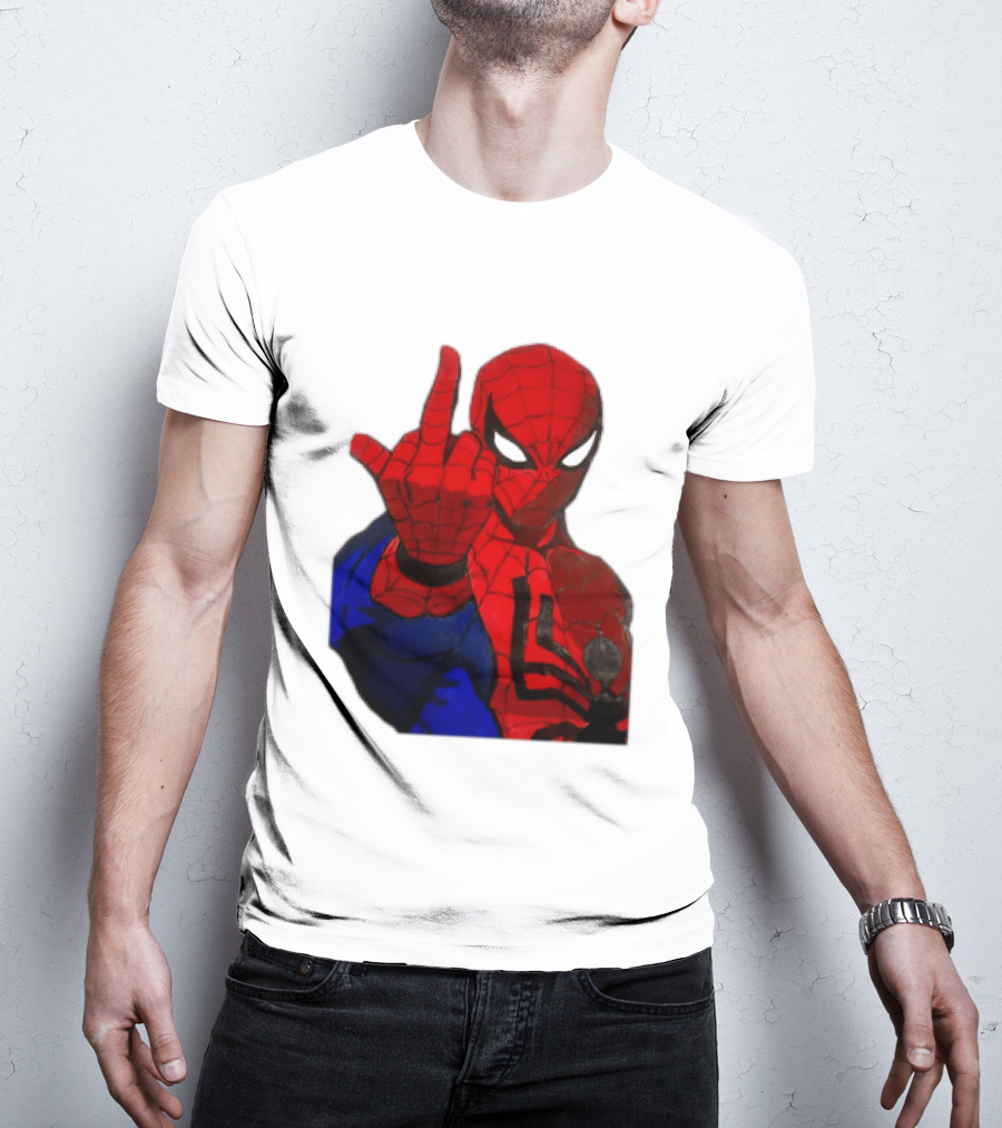 Spider Man Middle Finger Gesture Iconic Superhero Attitude T-Shirt