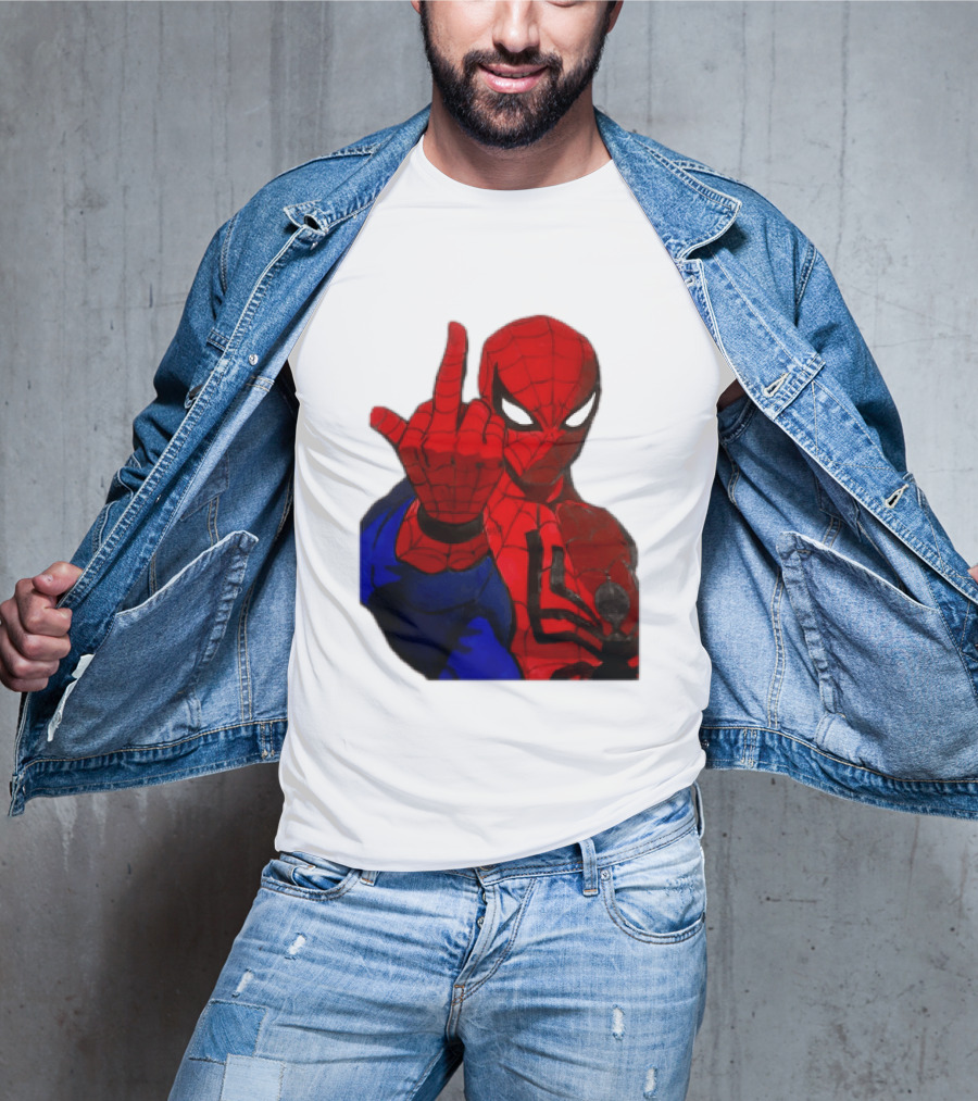 Spider Man Middle Finger Gesture Iconic Superhero Attitude T-Shirt