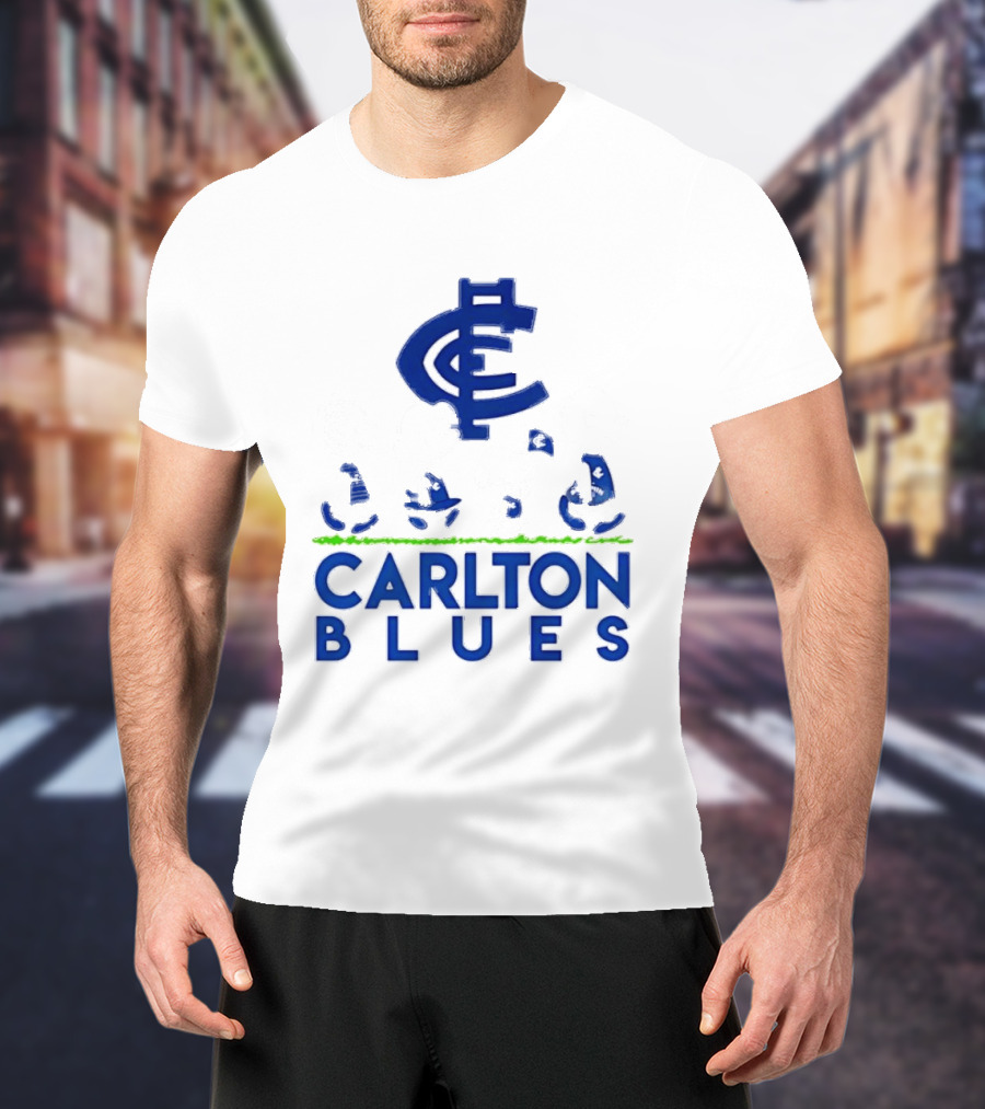 Snoopy Peanuts Characters Carlton Blues AFL Collaboration T-Shirt