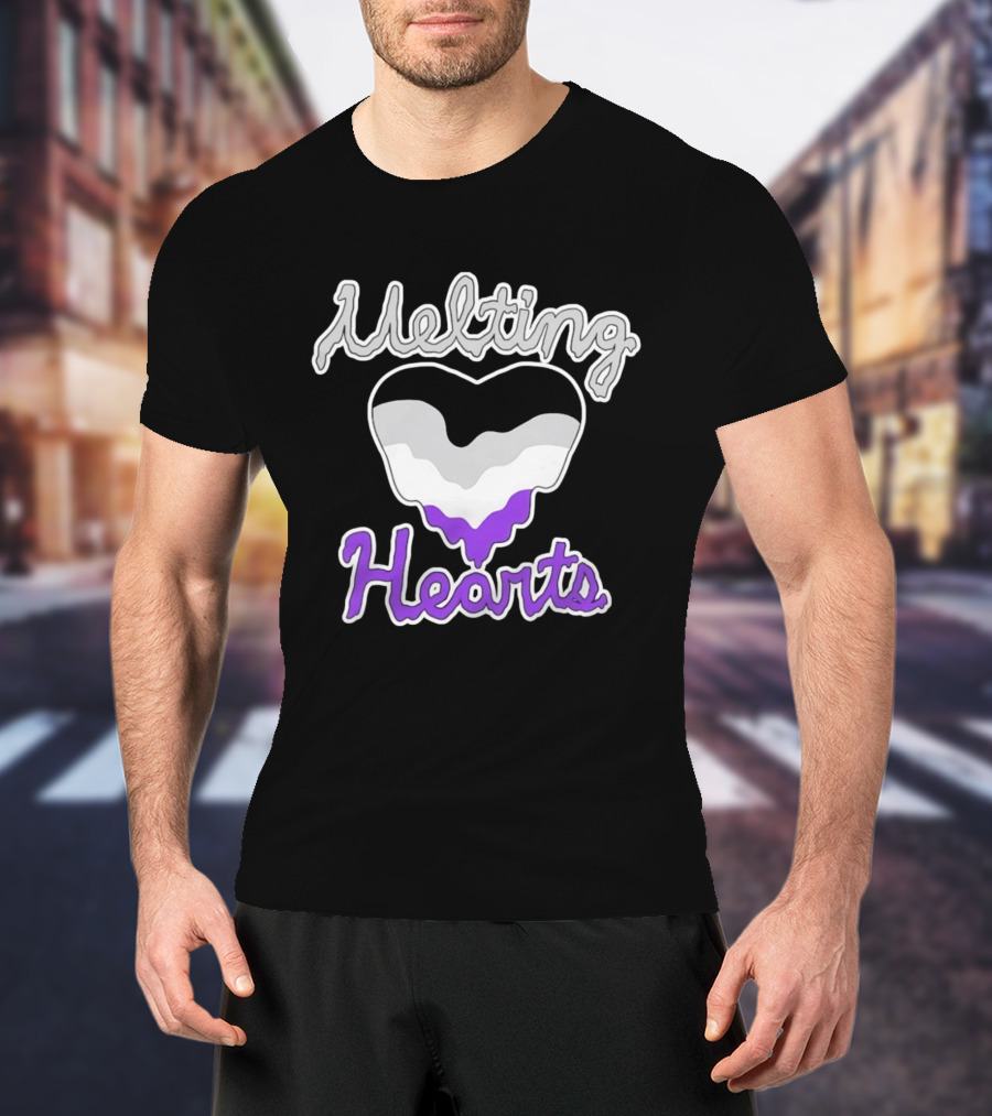 Melting Hearts Asexual Flag Colors Pride T-Shirt