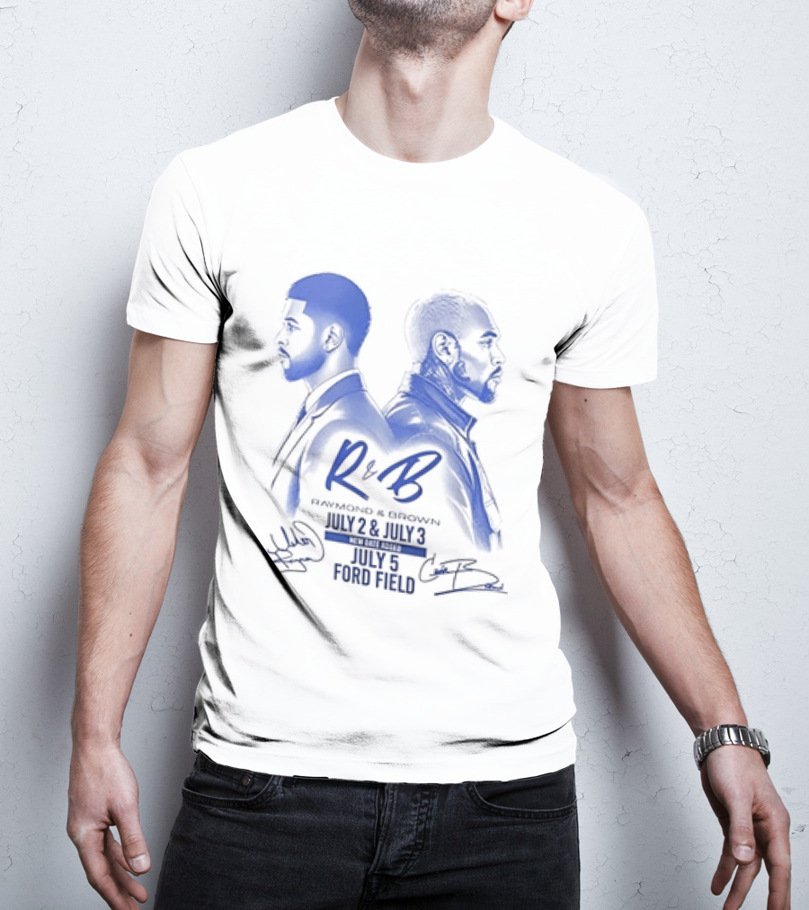 R&B Tour Chris Brown Usher Raymond Detroit Lions Ford Field T-Shirt