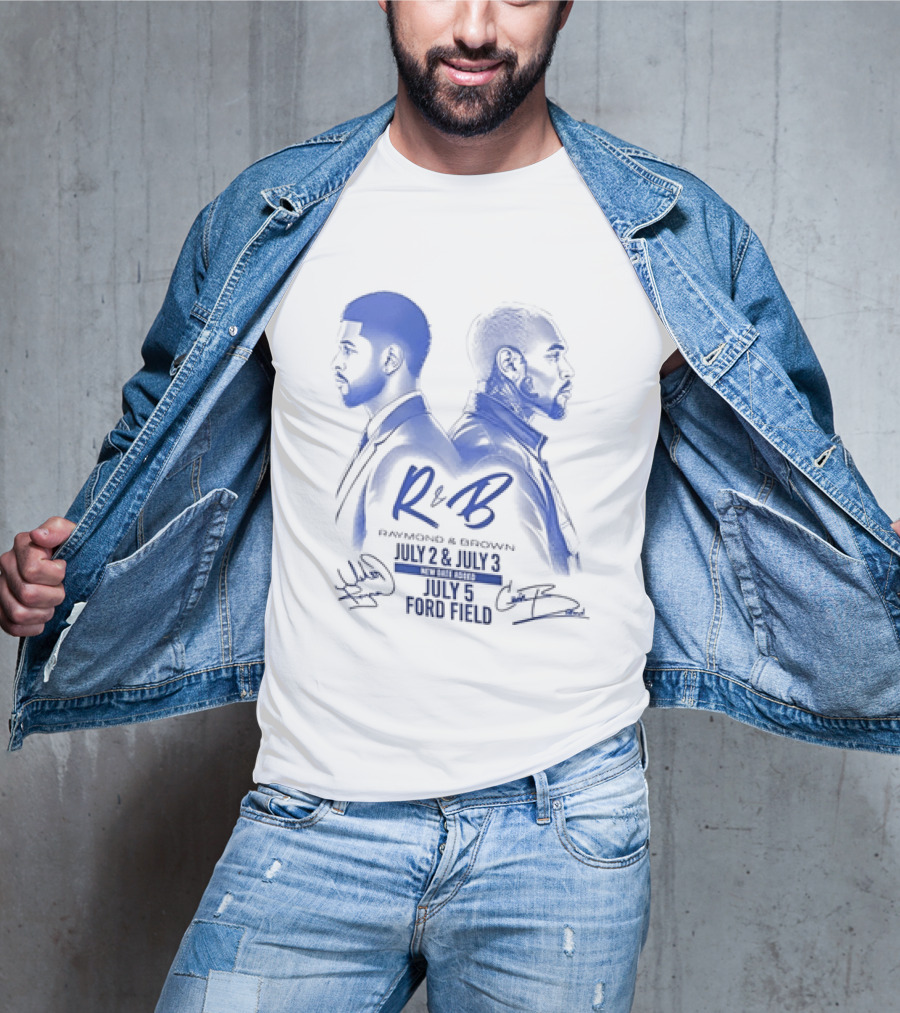 R&B Tour Chris Brown Usher Raymond Detroit Lions Ford Field T-Shirt