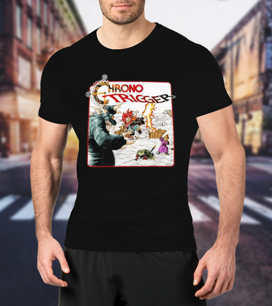 Chrono Trigger Iconic Gaming Adventure Characters And Battle Scene T-Shirt