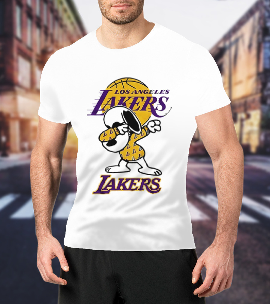 Dabbing Snoopy Los Angeles Lakers Basketball Mashup T-Shirt