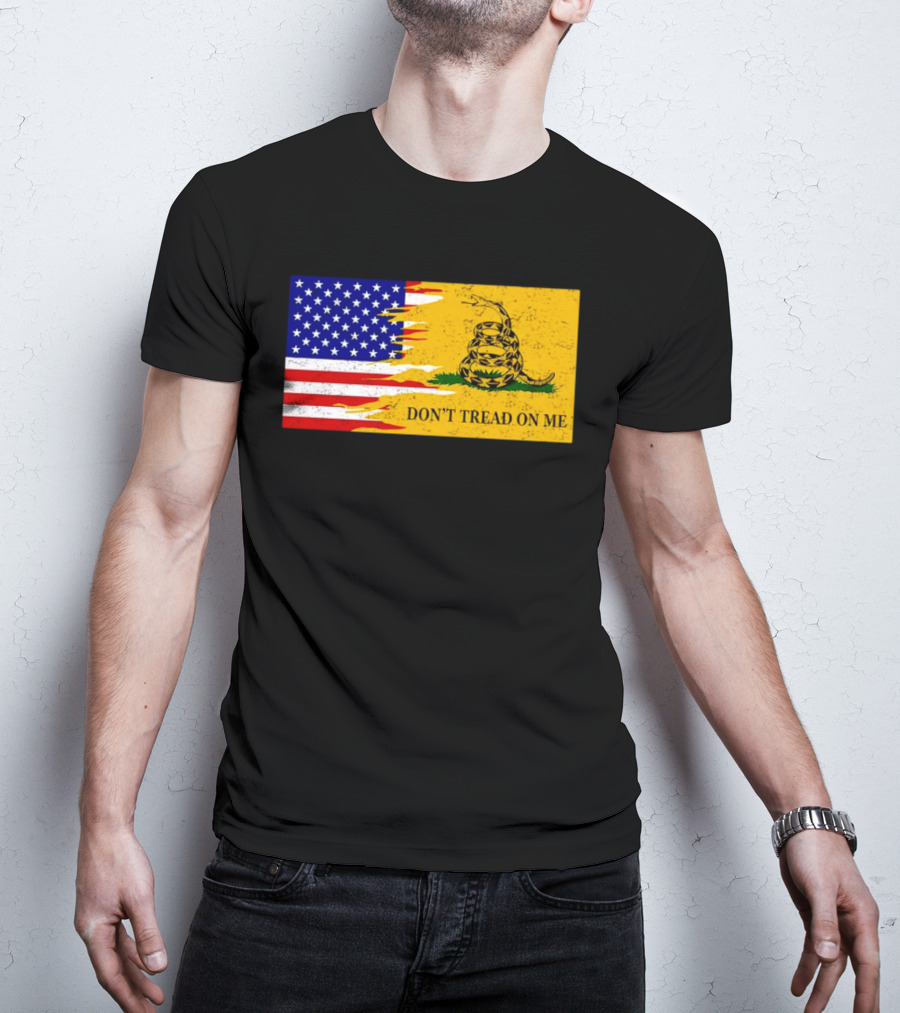 Don't Tread On Me American Flag Gadsden Snake T-Shirt
