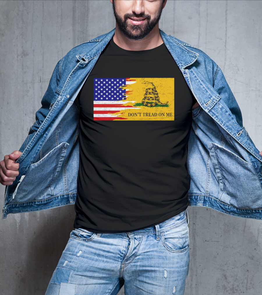 Don't Tread On Me American Flag Gadsden Snake T-Shirt