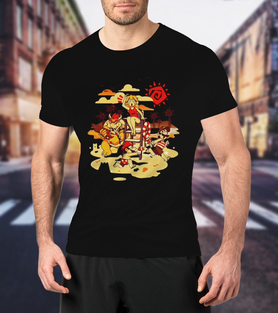 Frenemies Summer Beach Fun Mario Luigi Princess Peach Bowser Adventure T-Shirt