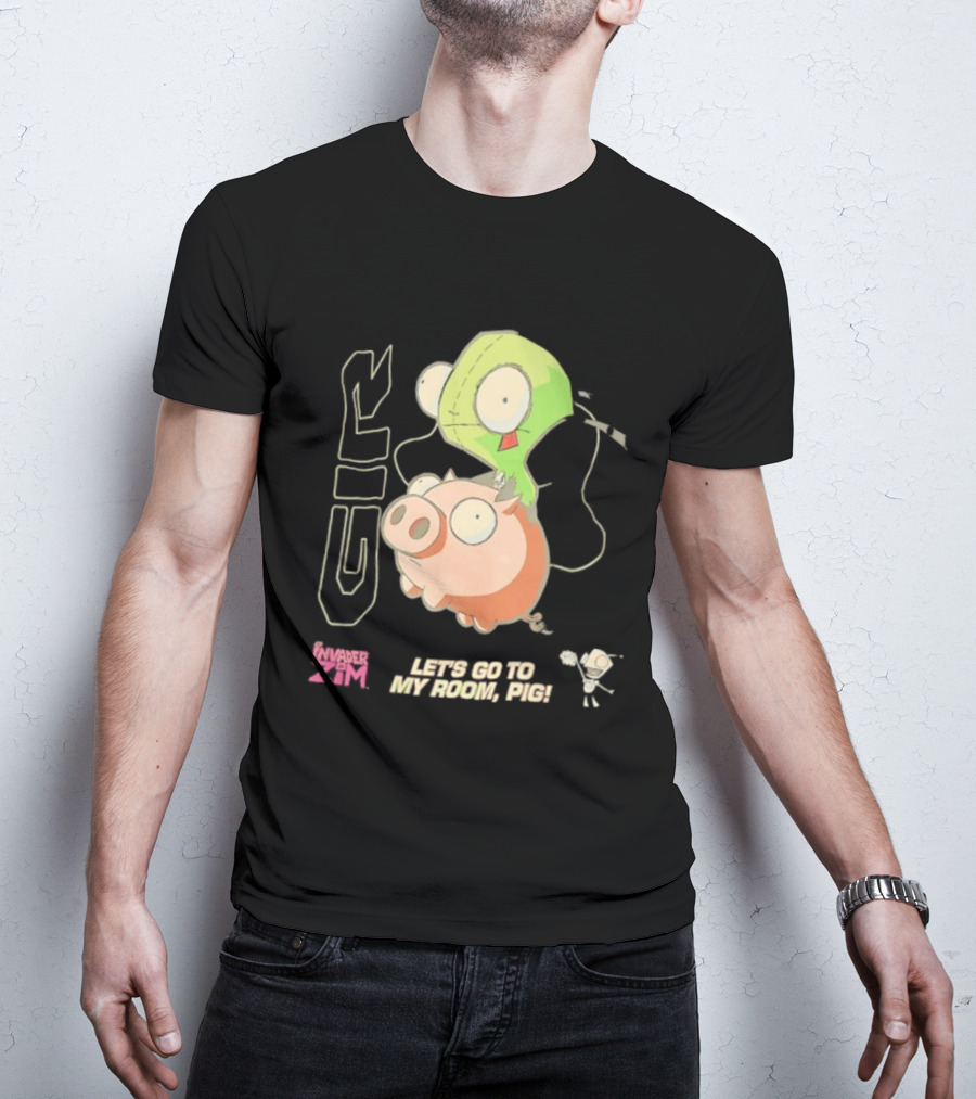 GIR Invader Zim Let's Go To My Room Pig Ride Adventure T-Shirt