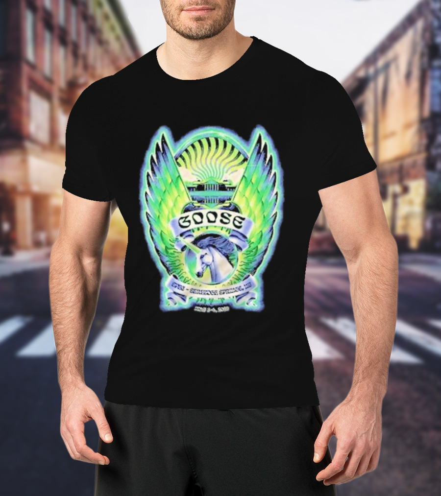 Goose The Band Saratoga Springs July 3 4 2026 Winged Horse New York Concert Tour T-Shirt