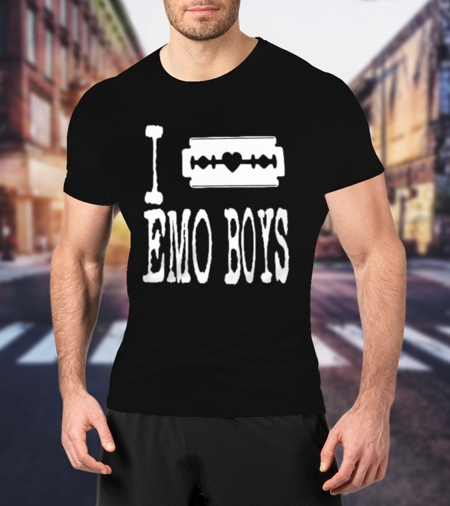 I Emo Boys Heart Razor Blade T-Shirt