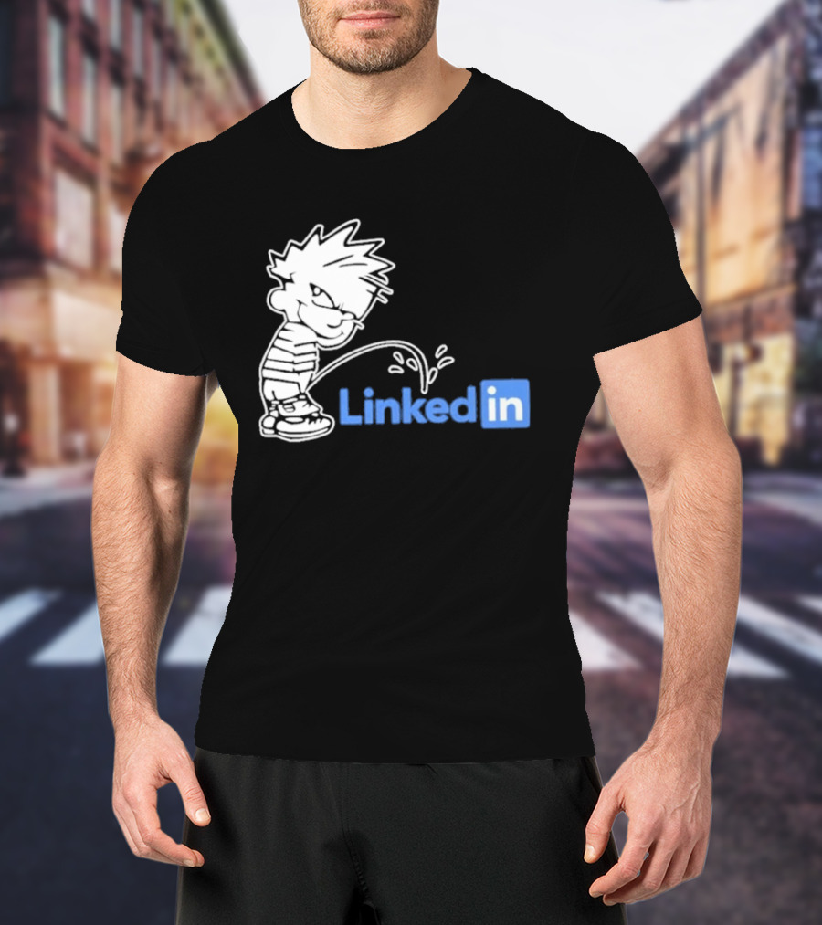 Calvin Pissing LinkedIn T-Shirt