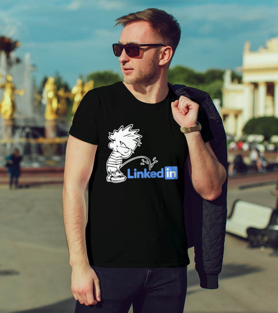 Calvin Pissing LinkedIn T-Shirt