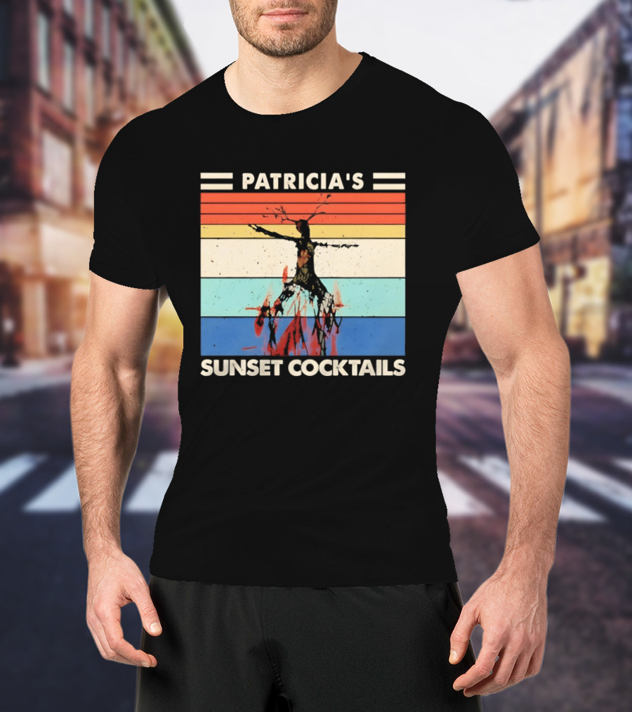 Patricia's Sunset Cocktails Vintage Beach Stripes T-Shirt