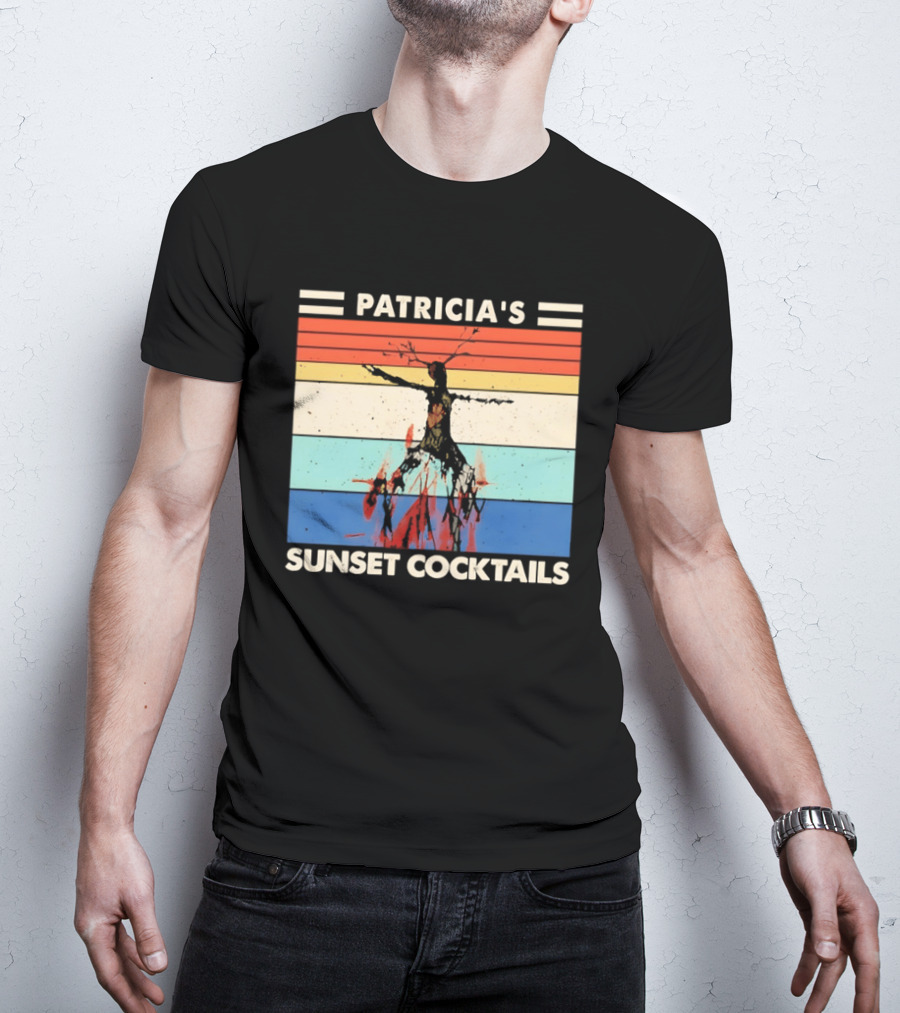 Patricia's Sunset Cocktails Vintage Beach Stripes T-Shirt