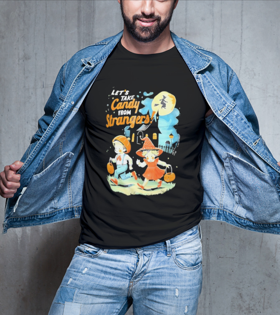 Let's Take Candy From Strangers Halloween Witch Pumpkin Kids T-Shirt