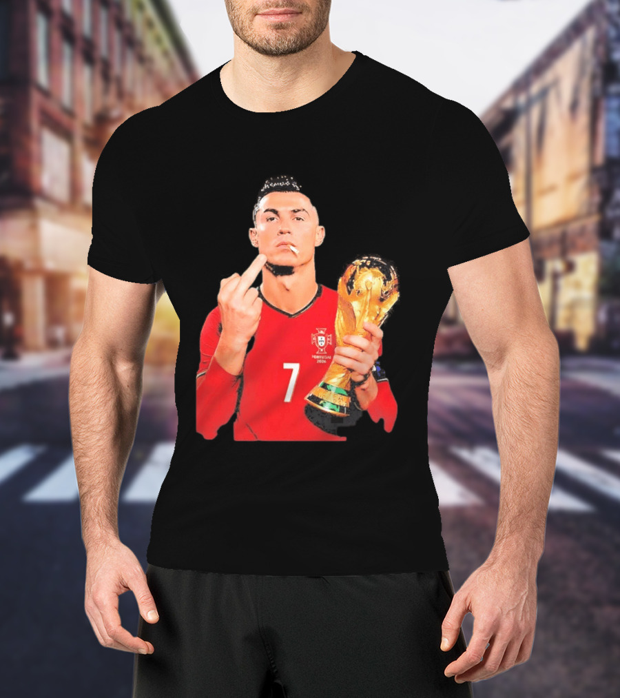Cristiano Ronaldo Portugal 7 Middle Finger World Cup Trophy T-Shirt