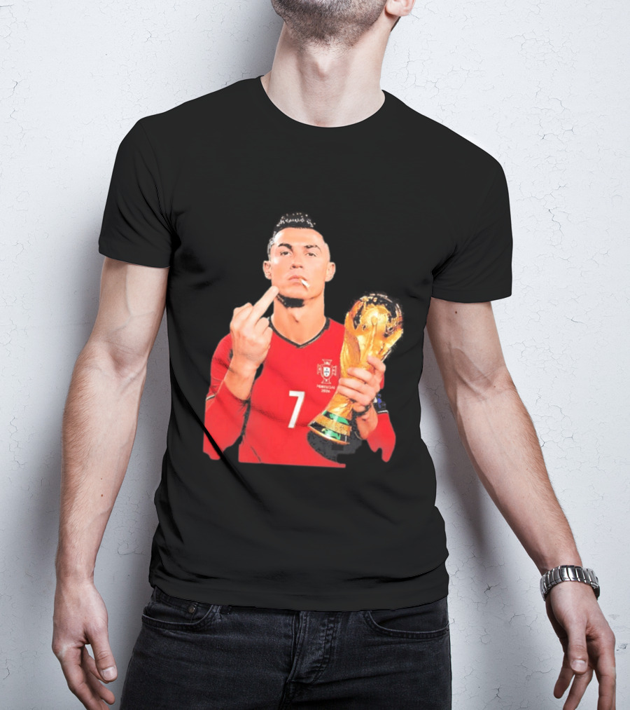 Cristiano Ronaldo Portugal 7 Middle Finger World Cup Trophy T-Shirt