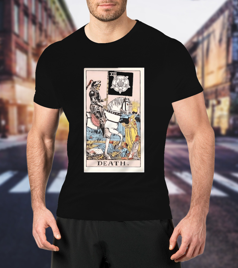 XIII Death Rider Of The Apocalypse Tarot Card Skeleton On Horse Flag XIII T-Shirt