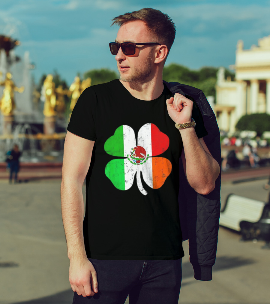 Mexican Irish Shamrock Flag St Patrick's Mexico Ireland Unity T-Shirt