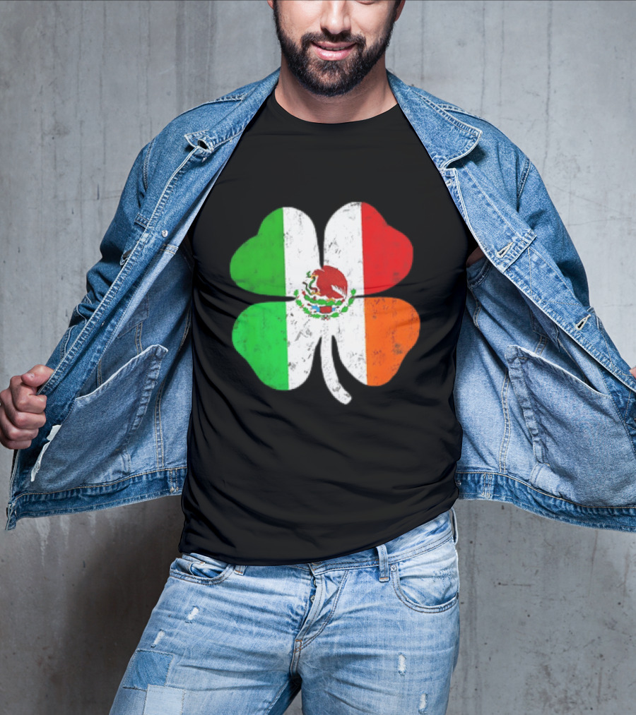 Mexican Irish Shamrock Flag St Patrick's Mexico Ireland Unity T-Shirt