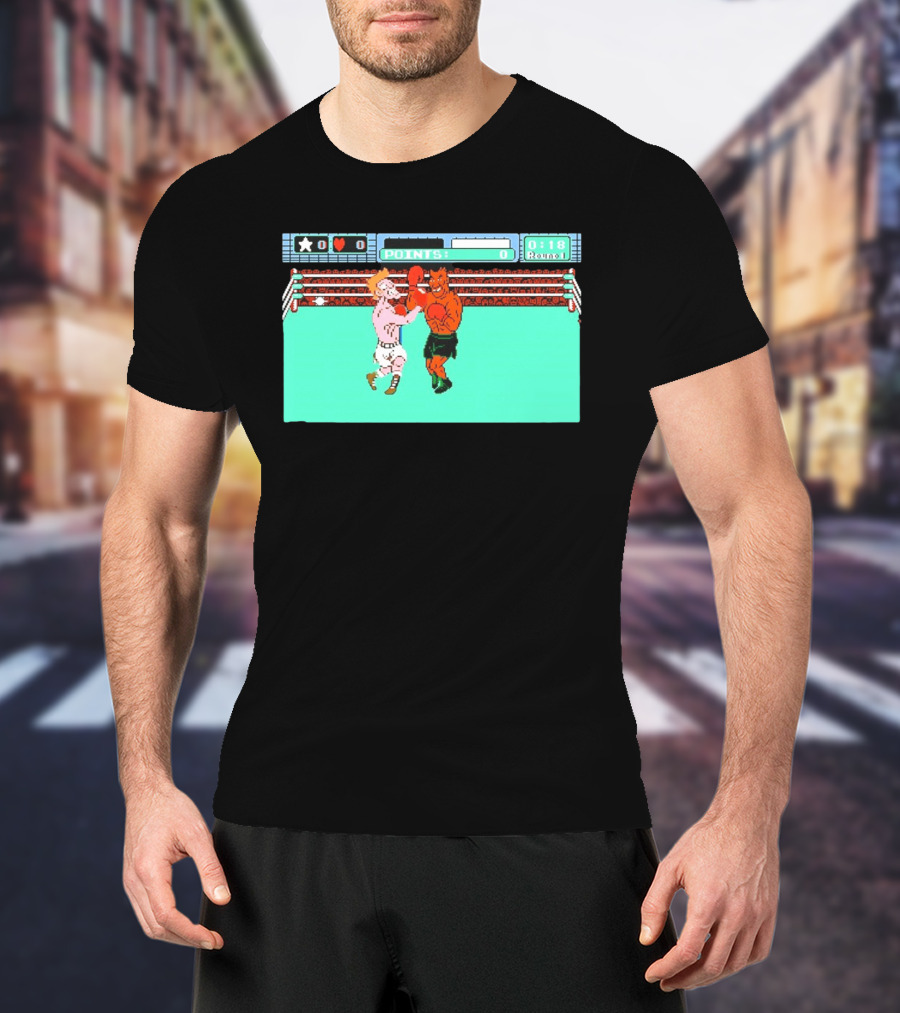 Punch Out NES Classic Mike Tyson Boxing Scene Retro 8 Bit Video Game T-Shirt