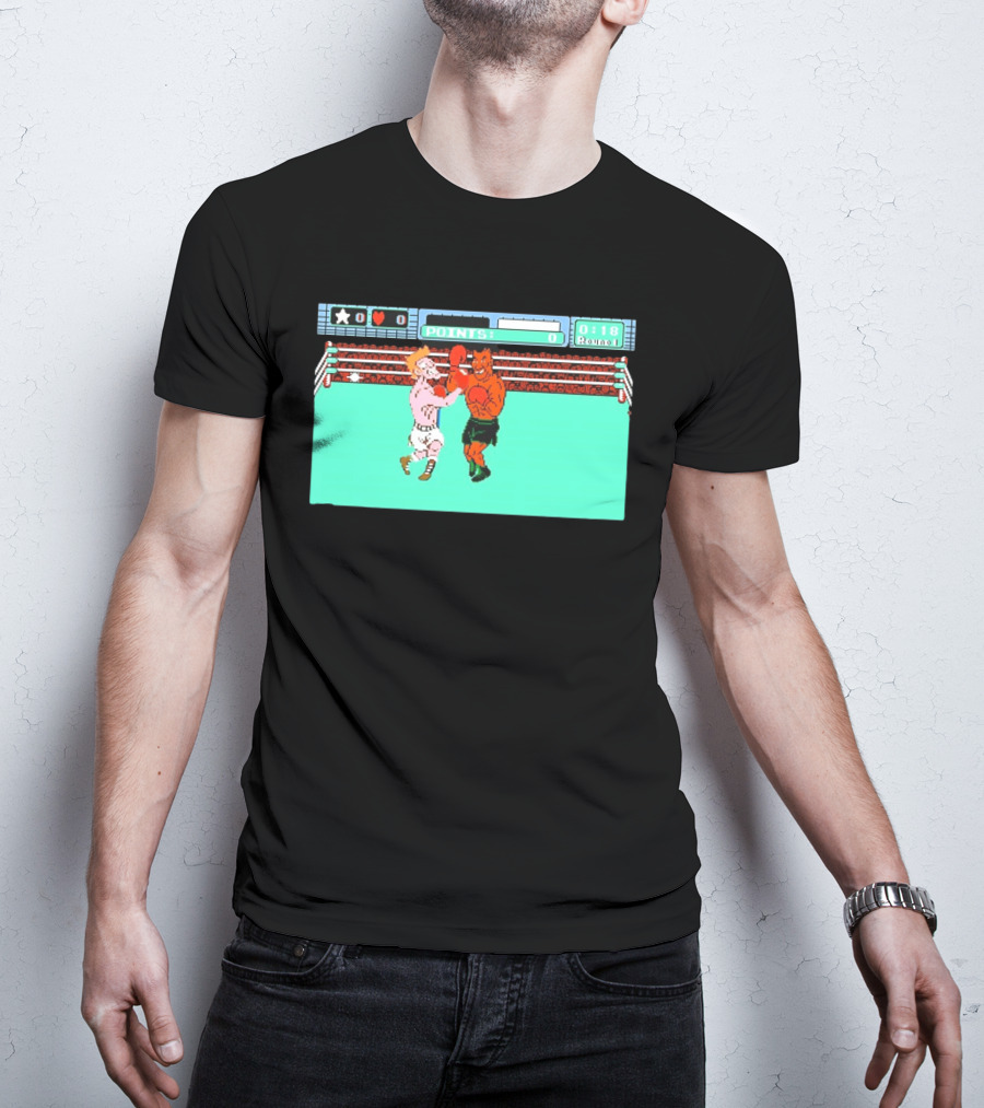 Punch Out NES Classic Mike Tyson Boxing Scene Retro 8 Bit Video Game T-Shirt