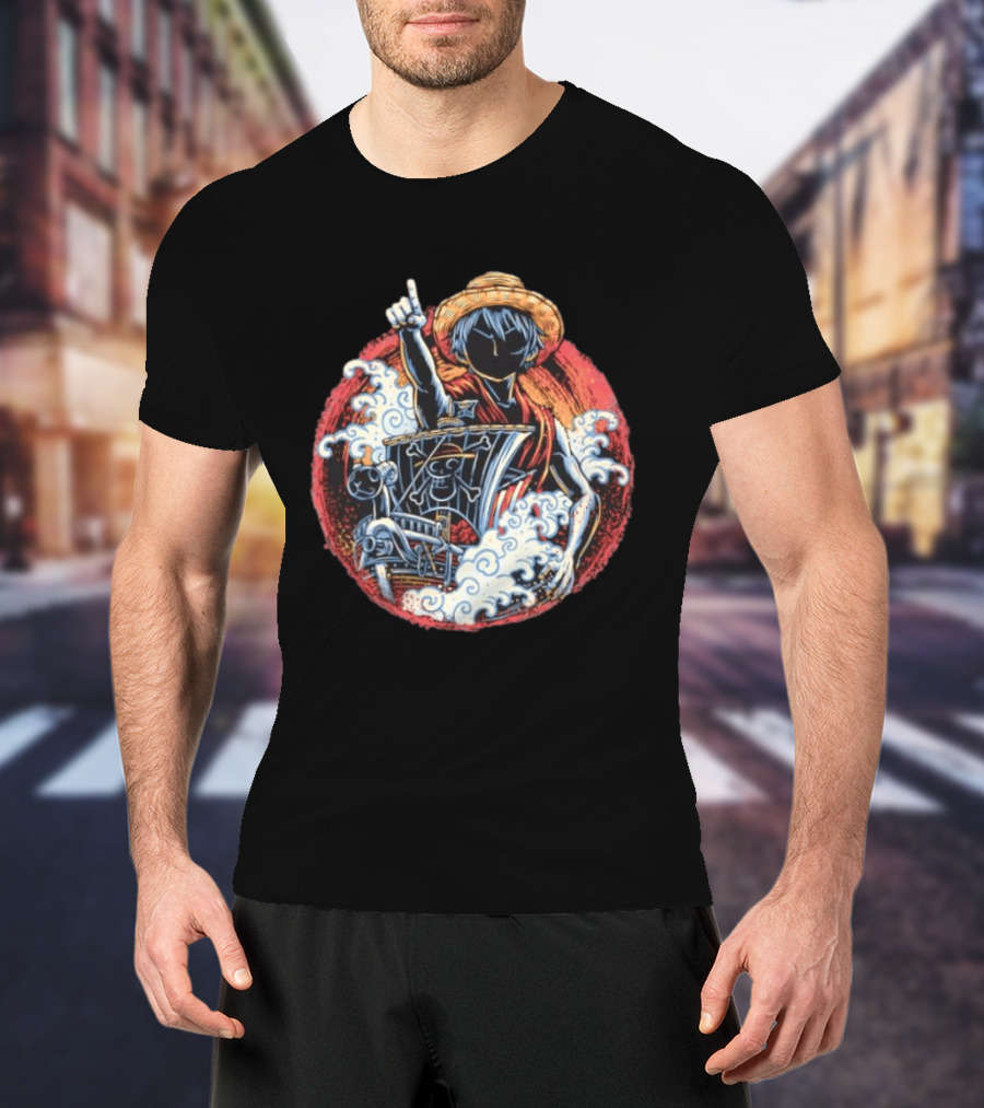 Monkey D Luffy Going Merry One Piece Anime Characters Pirate Ship Adventure T-Shirt