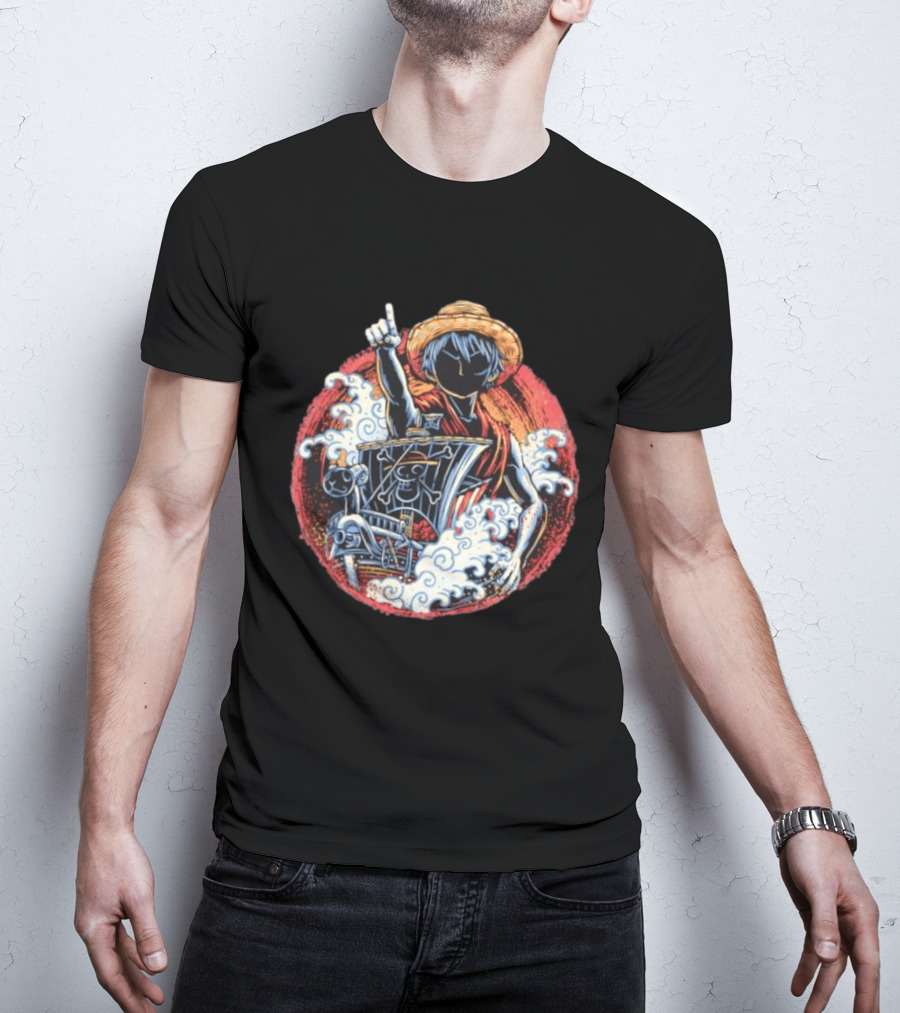 Monkey D Luffy Going Merry One Piece Anime Characters Pirate Ship Adventure T-Shirt