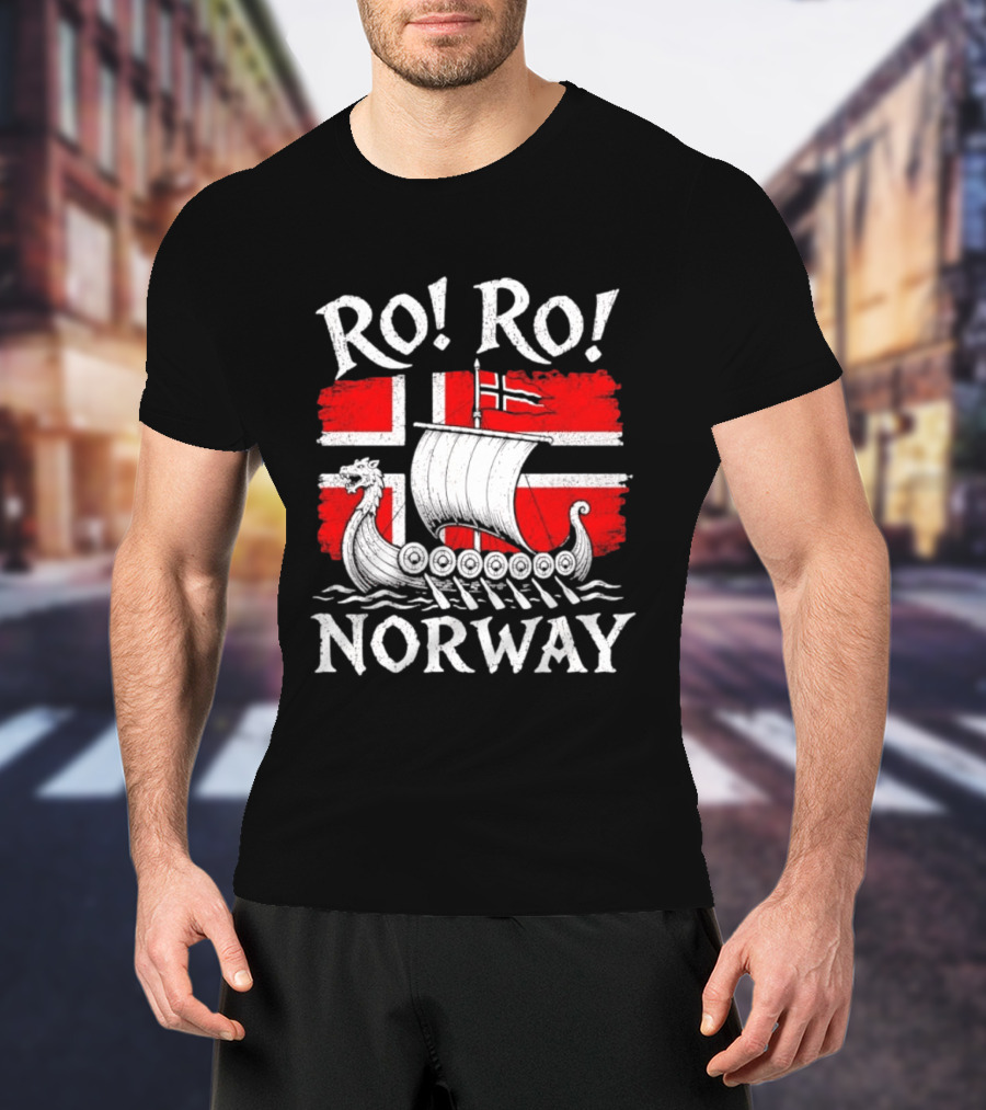 Ro Ro Norway Viking Longship Flag T-Shirt