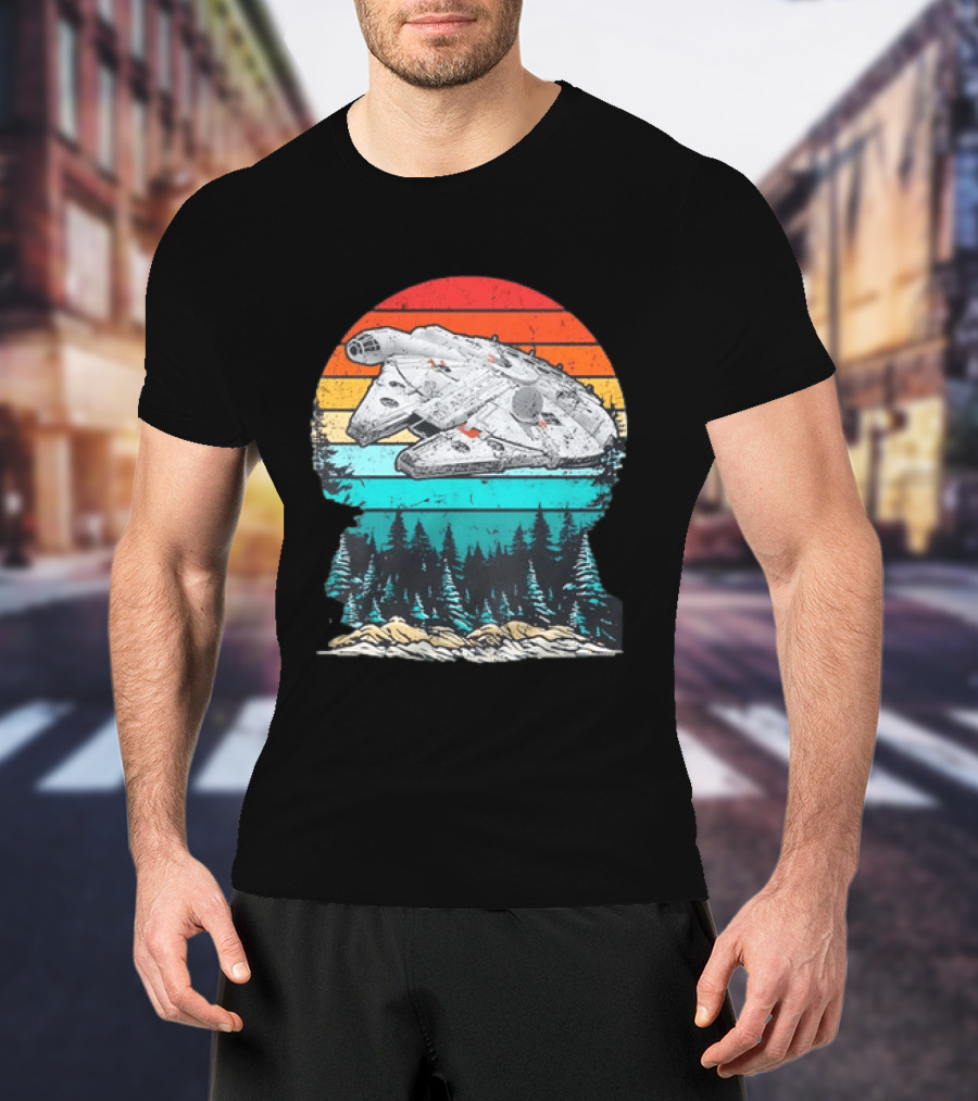 Star Wars Millennium Falcon Forest Sunset T-Shirt
