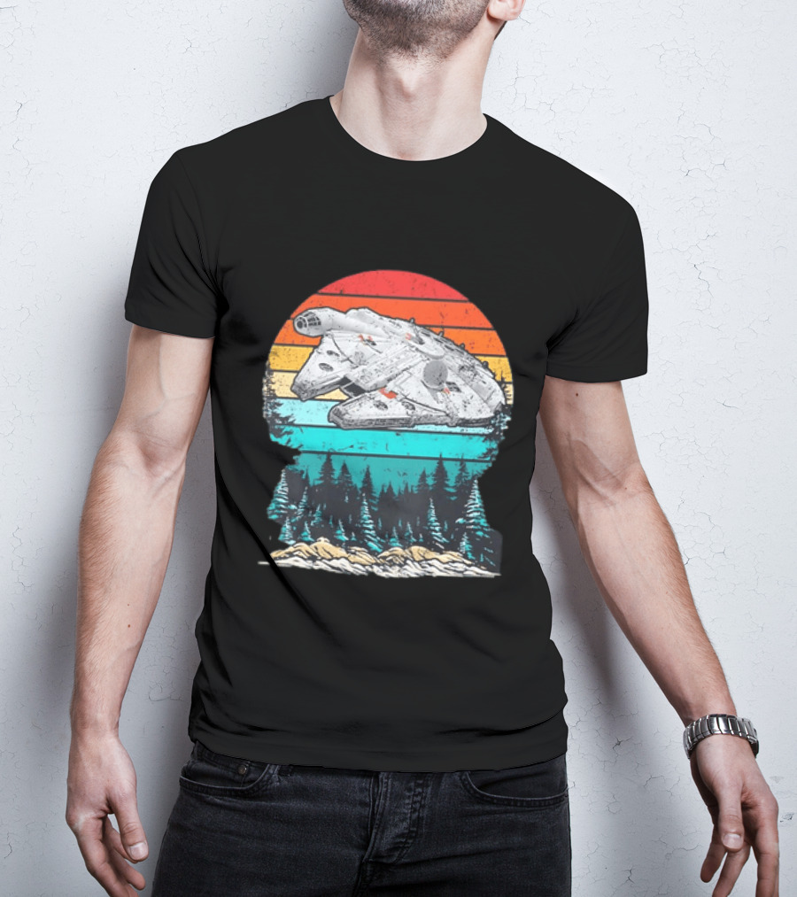Star Wars Millennium Falcon Forest Sunset T-Shirt