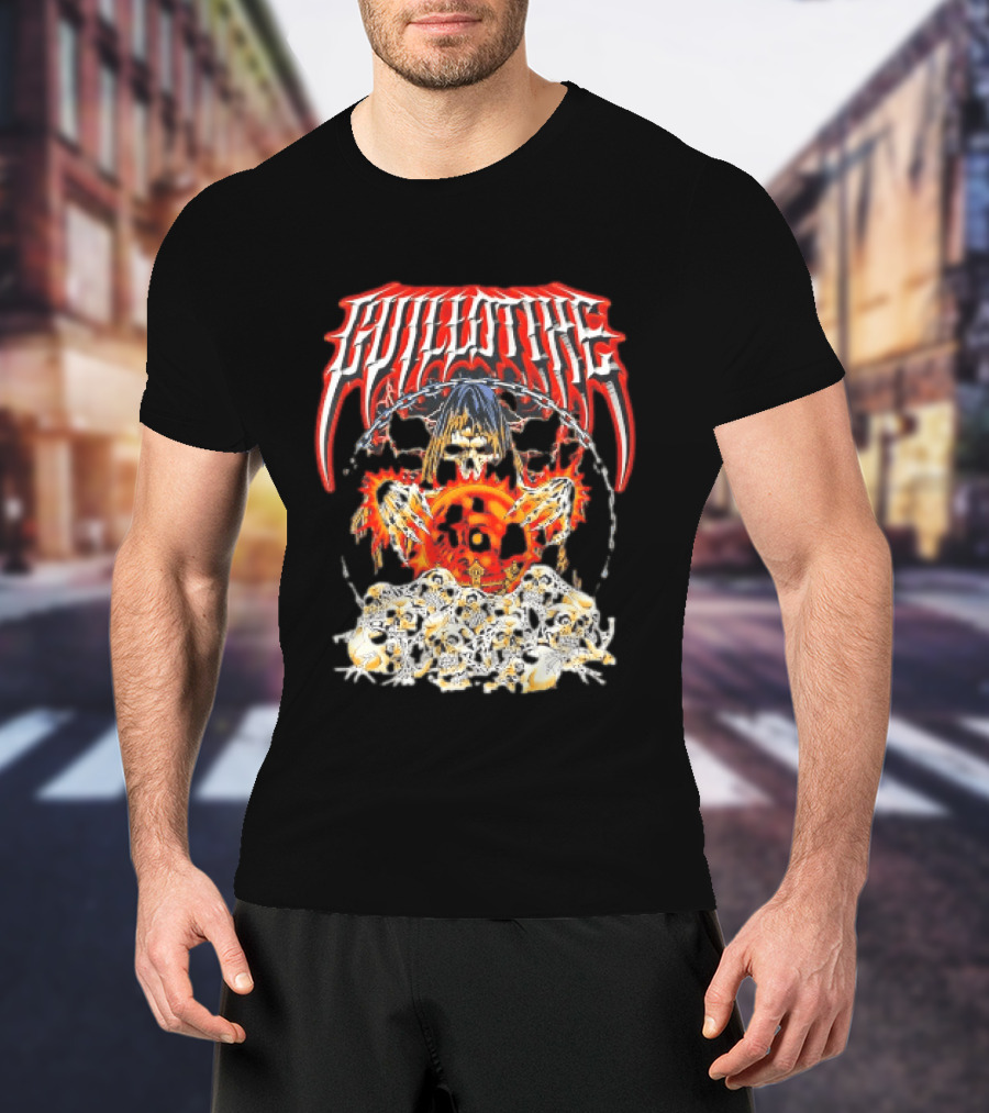 Guillotine Grim Reaper Crystal Ball Skulls Fiery Chains T-Shirt